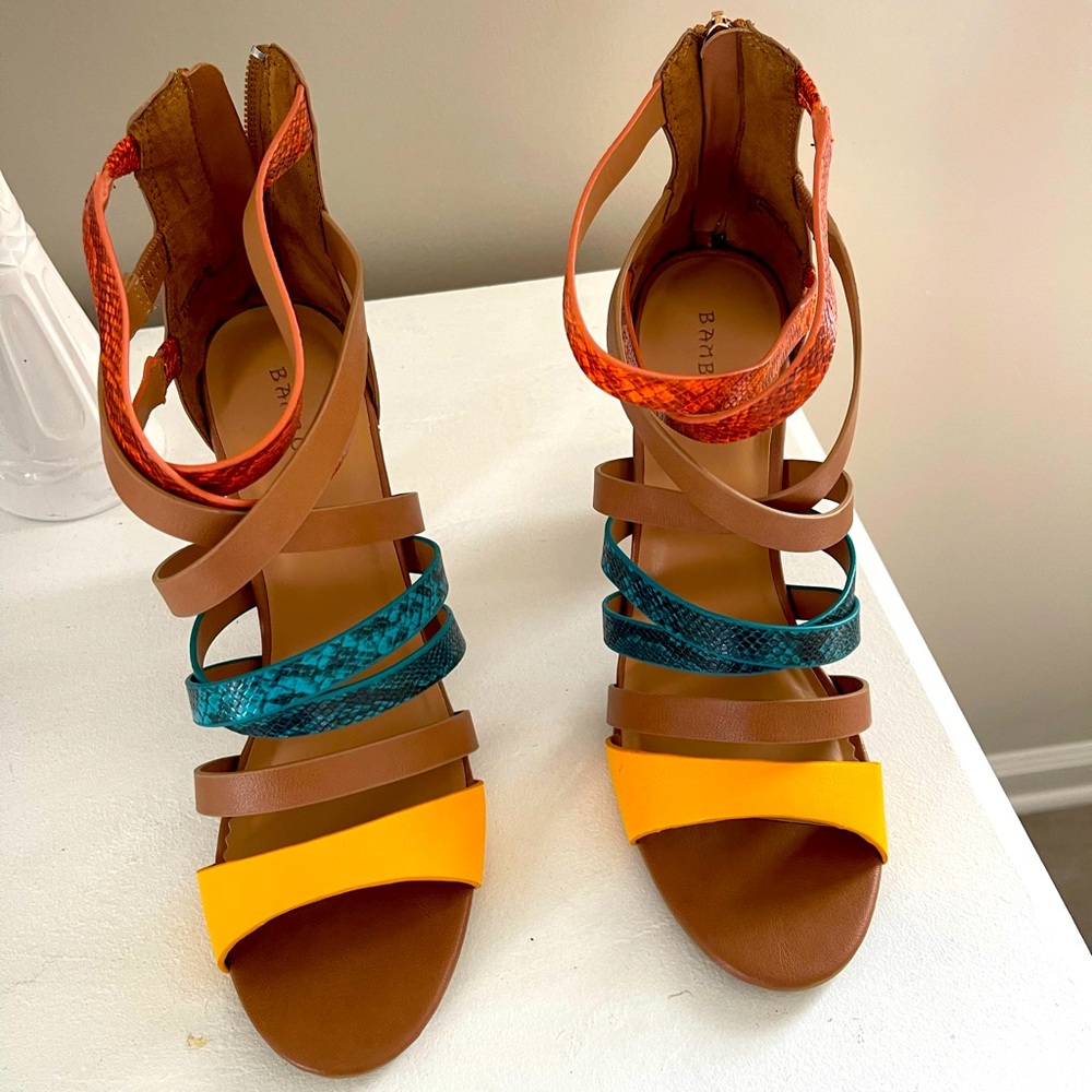 Size 8.5 multi colored sandals